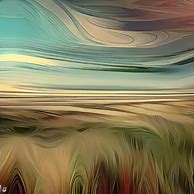 Create an abstract representation of a savannah landscape, featuring unique and intricate patterns in the grass and sky.