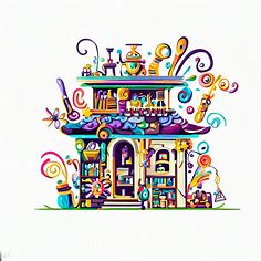 Create an image of a unique and creative craft store with a whimsical design.