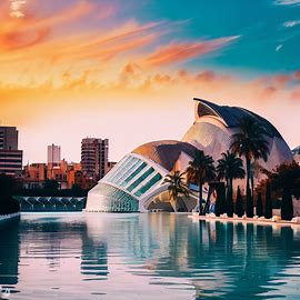 Build an image that showcases the history, culture and beauty of Valencia, featuring iconic. Image 4 of 4