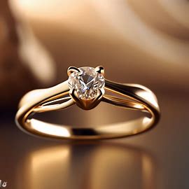 A beautiful, golden solitaire ring in a luxurious setting. Image 1 of 4