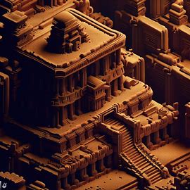 Construct an artistic and detailed representation of an ancient Aztec temple.. Image 4 of 4