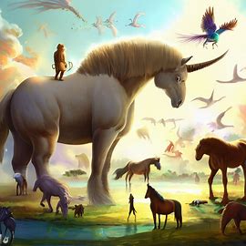 Draw a world where all animals are as big as horses. Image 3 of 4