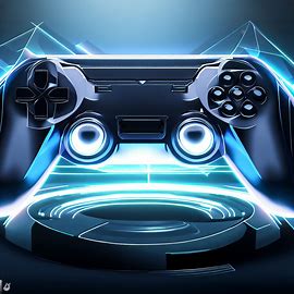 Create an image of a futuristic gaming console with sleek design. Image 3 of 4