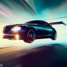 Create an image of a futuristic Bentley Continental GT flying through the air.
