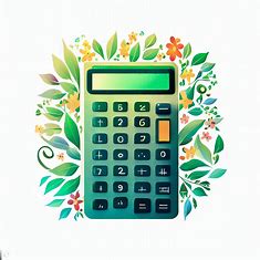 Create an image of a calculator that incorporates nature, such as incorporating leaves and flowers into the design