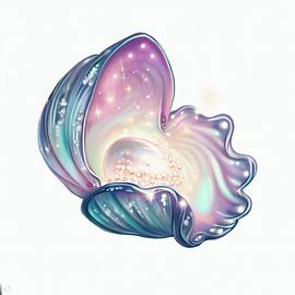 Draw a fantastical clam with glittering pearls inside its shell.. Image 4 of 4