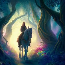 A magical adventure on horseback through a fantastical forest