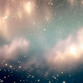 'Create a dreamy and atmospheric background with flecks of golden stars and clouds in the sky'. Image 4 of 4