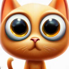 Create a curious orange cat with big eyes surveying the world.