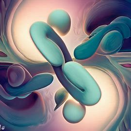 Create a whimsical, surreal rendering of the cellular process of meiosis.. Image 4 of 4