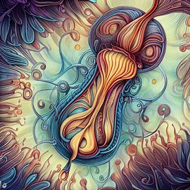 Draw a whimsical depiction of a medical fistula, complete with intricate details and captivating colors.. Image 3 of 4