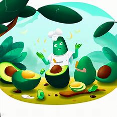 Illustrate a scene where avocados play a central role.