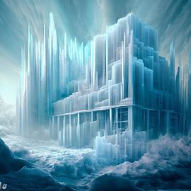 Create an alternate world where all buildings are made of ice. Image 1 of 4
