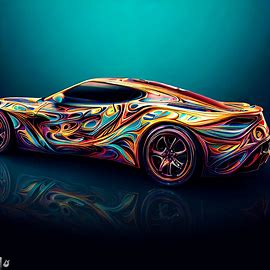Design a corvette with unique and intricate patterns, inspired by nature, that adorn the vehicle's body.. Image 2 of 4
