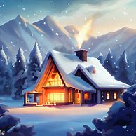 Envision a warm and cozy ski lodge with a fire blazing in the fireplace, surrounded by a crisp winter landscape.
