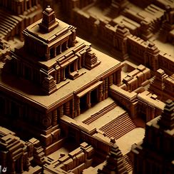 Construct an artistic and detailed representation of an ancient Aztec temple.