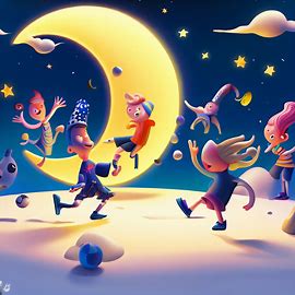 Design a whimsical and playful scene of a soccer match played on a moon-like surface with eccentric characters." <br>. Image 3 of 4
