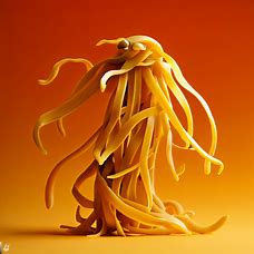 Imagine a noodle-like creature made of pasta, show me what it would look like.