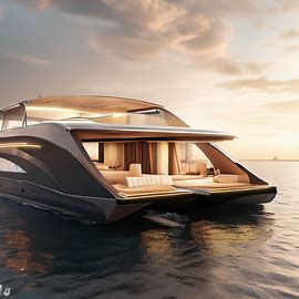 Create a beautiful and modern catamaran designed for luxury. Image 2 of 4