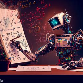 A robotic engineer who uses algebra to build its machines but also paints beautiful art with expressions and equations.. Image 4 of 4