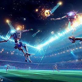 Turn a traditional soccer match into a futuristic, space-themed game with flying robots and glimmering arenas.