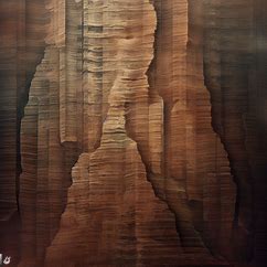 Create an image of a towering cliff face made up entirely of sedimentary rock, with ancient fossil imprints woven into its surface.