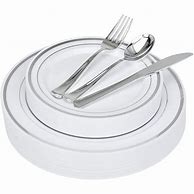 Image result for Silver Party Plates Set