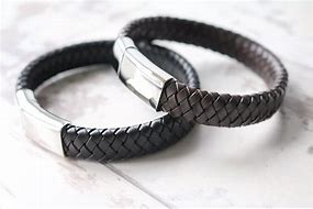 Image result for Personalized Men's Leather Bracelet