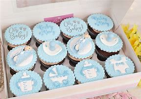 Image result for Blue Baby Shower Cupcakes