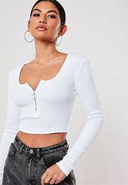 Image result for White Crop Top with Zipper