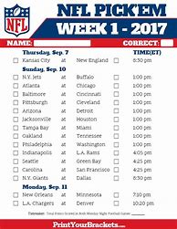 Image result for NFL Printable Weekly Schedule Week 1