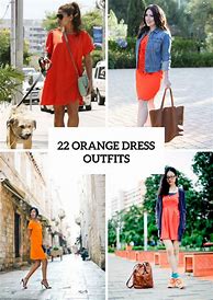 Image result for Orange Dress Outfit