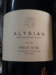 Image result for Alysian Pinot Noir Floodgate West Block