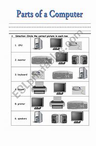 Image result for Computer Parts and Peripherals Worksheet