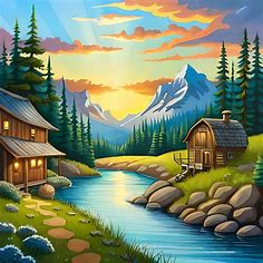 Solve Friends Across the Creek jigsaw puzzle online with 81 pieces