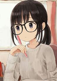 Image result for Anime Girl with Brown Hair and Glasses