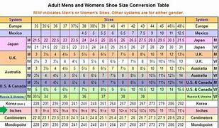 Image result for Men's Shoe Size Chart Inches
