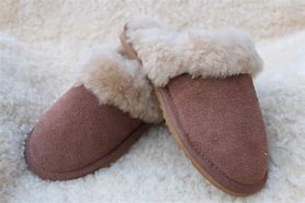 Image result for Men's Leather Fleece Lined Slippers