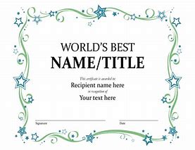 Image result for World Best Award Certificate