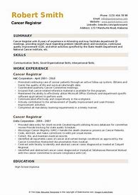 Image result for Cancer Registrar Resume Samples