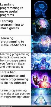 Image result for Expanding Brain Programming Meme