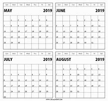 Image result for Blank 4 Month Calendar Printable