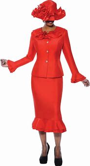 Image result for Women Church Suits Red