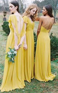 Image result for Gold Champagne Satin Bridesmaid Dress