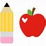 Image result for Teacher Apple and Pencil Clip Art Black and White
