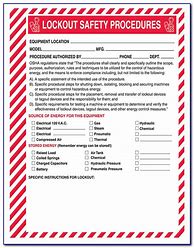 Image result for Equipment Lockout/Tagout Forms
