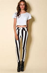 Image result for Black and White Striped Pants Outfit