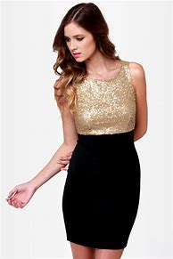 Image result for Black and Gold Casual Dress