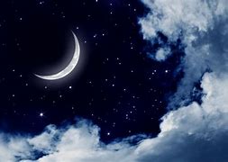 Image result for Night Sky with Stars and Crescent Moon