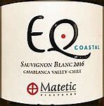 Image result for Matetic Sauvignon Blanc EQ Coastal